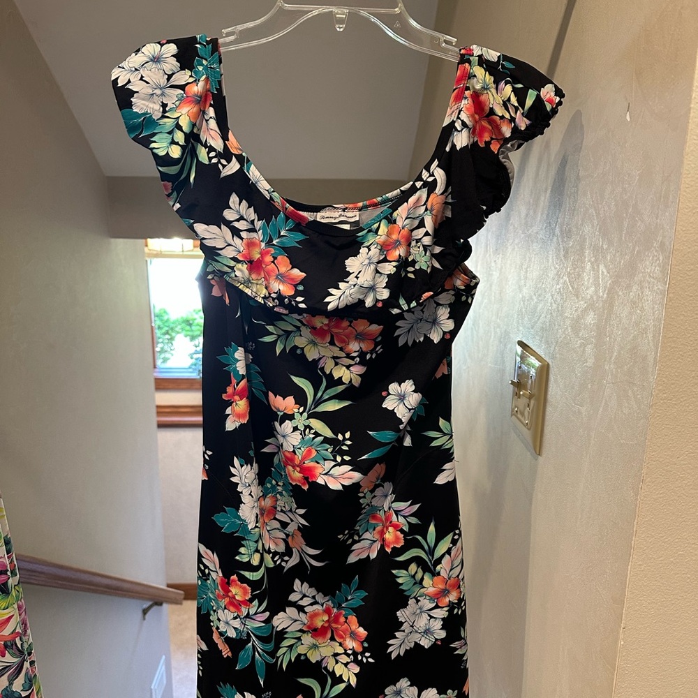Tommy Bahama Pink and White Flutter Collar Sundress